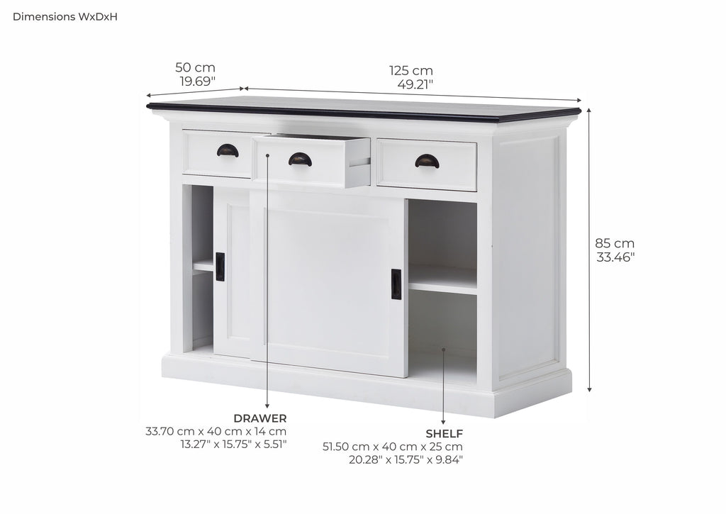 Halifax Contrast Buffet - White with Black Top