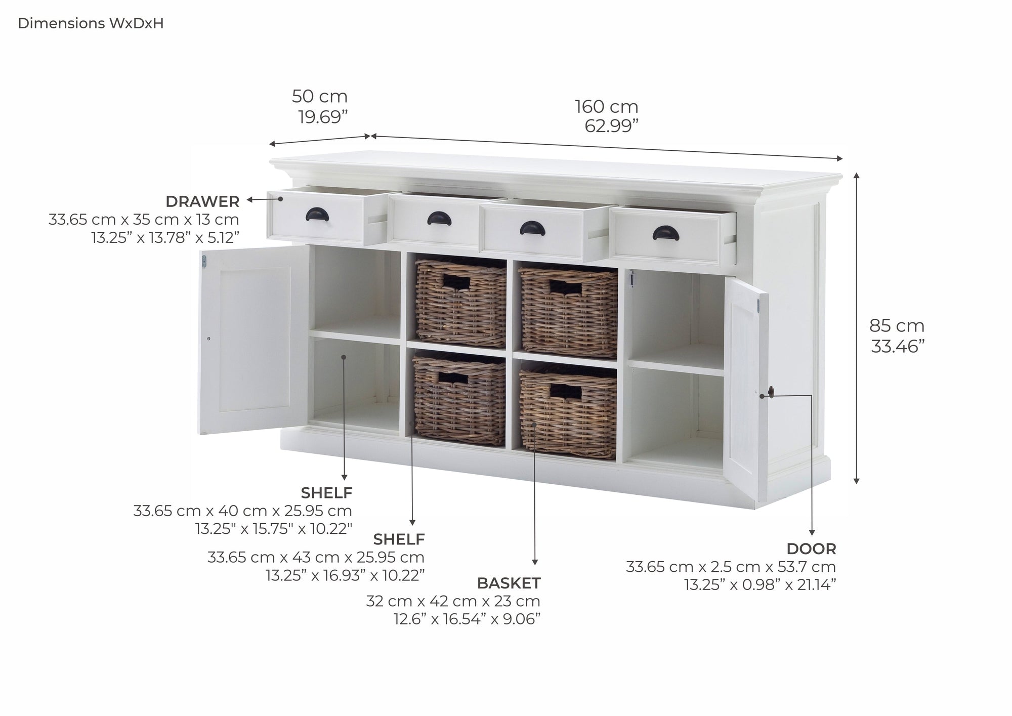 Halifax Large Buffet - White
