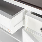 Buffet with 3 Drawers and 5 Doors - White Distress & Deep Brown
