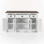 Buffet with 4 Doors 3 Drawers White Distress & Deep Brown