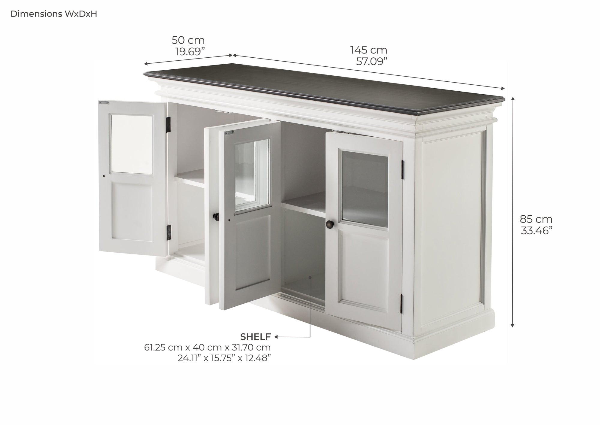 Halifax Contrast Buffet with 4 Glass Doors