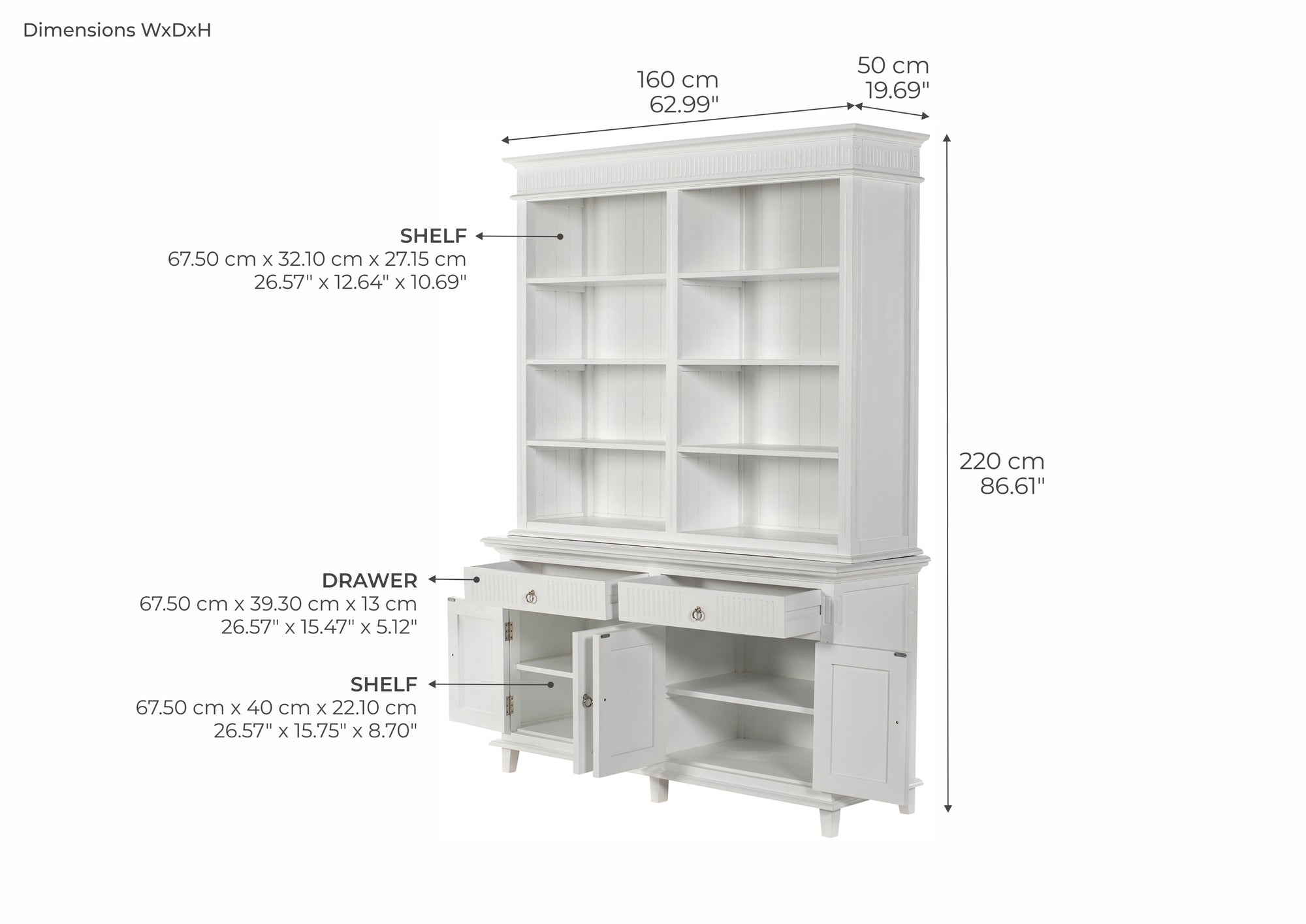 Skansen Hutch Bookcase Unit