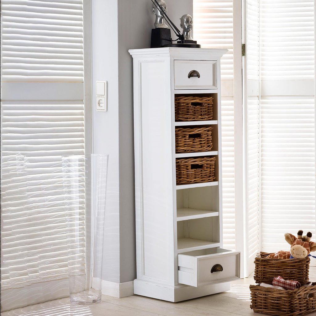 Halifax Storage Unit 5 Rattan Baskets- White