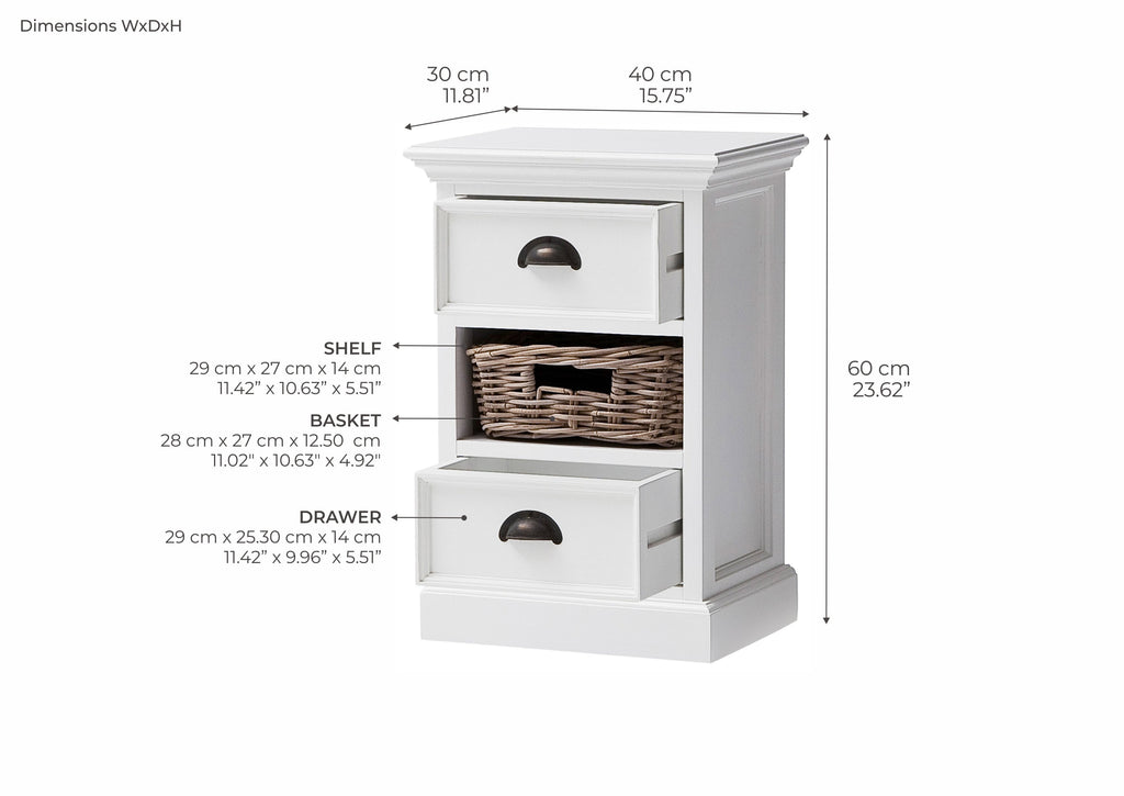 Halifax Storage Unit 1 Rattan Basket - White