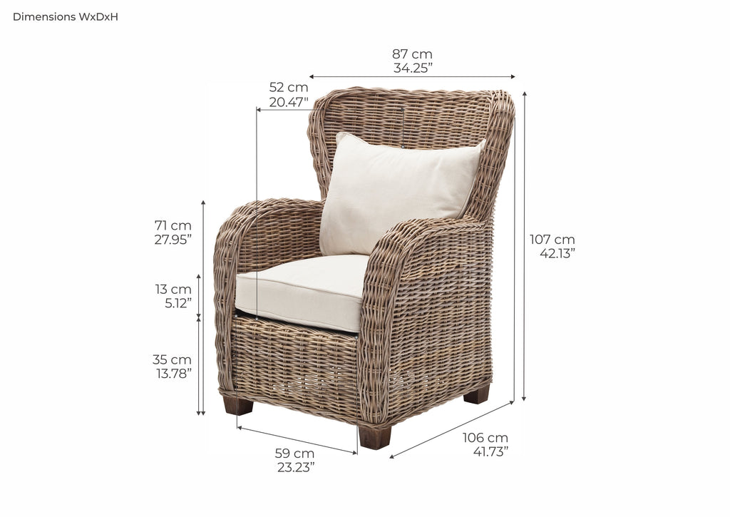 Queen Kubu Rattan Arm Chair (Set of 2)
