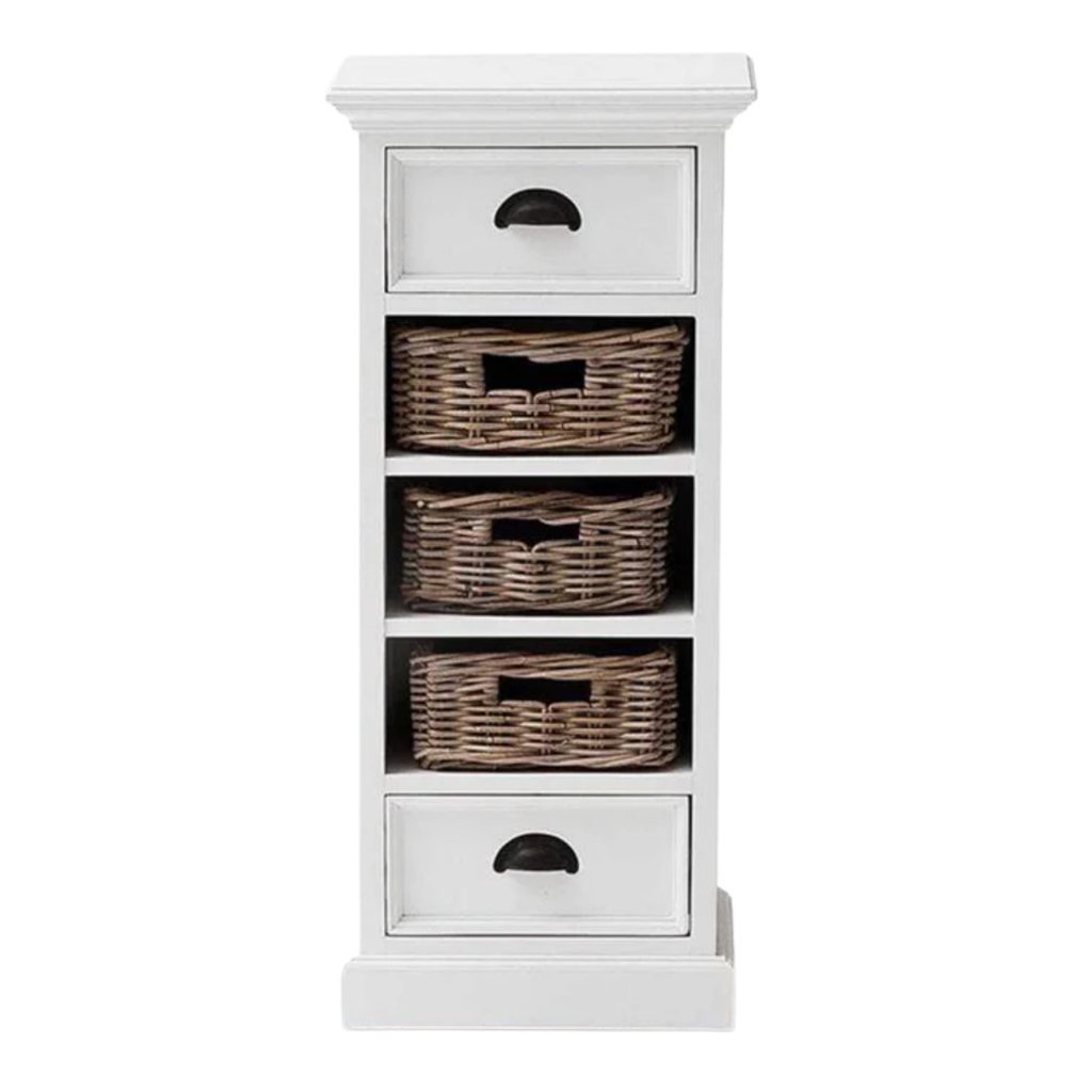 Halifax Storage Unit 3 Rattan Baskets - White