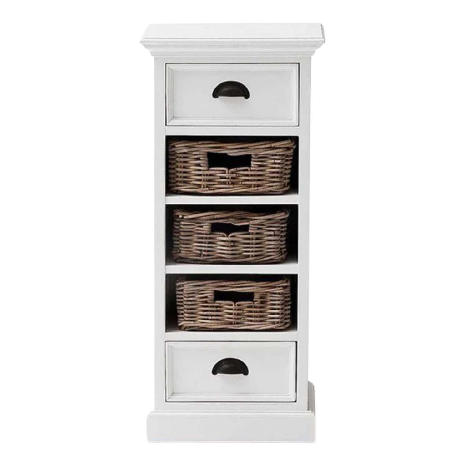 Halifax Storage Unit 3 Rattan Baskets - White