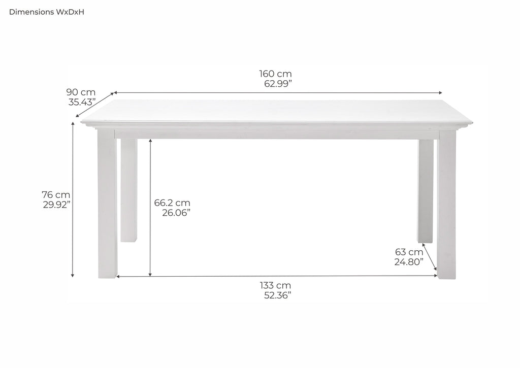Halifax Dining Table 160cm - White