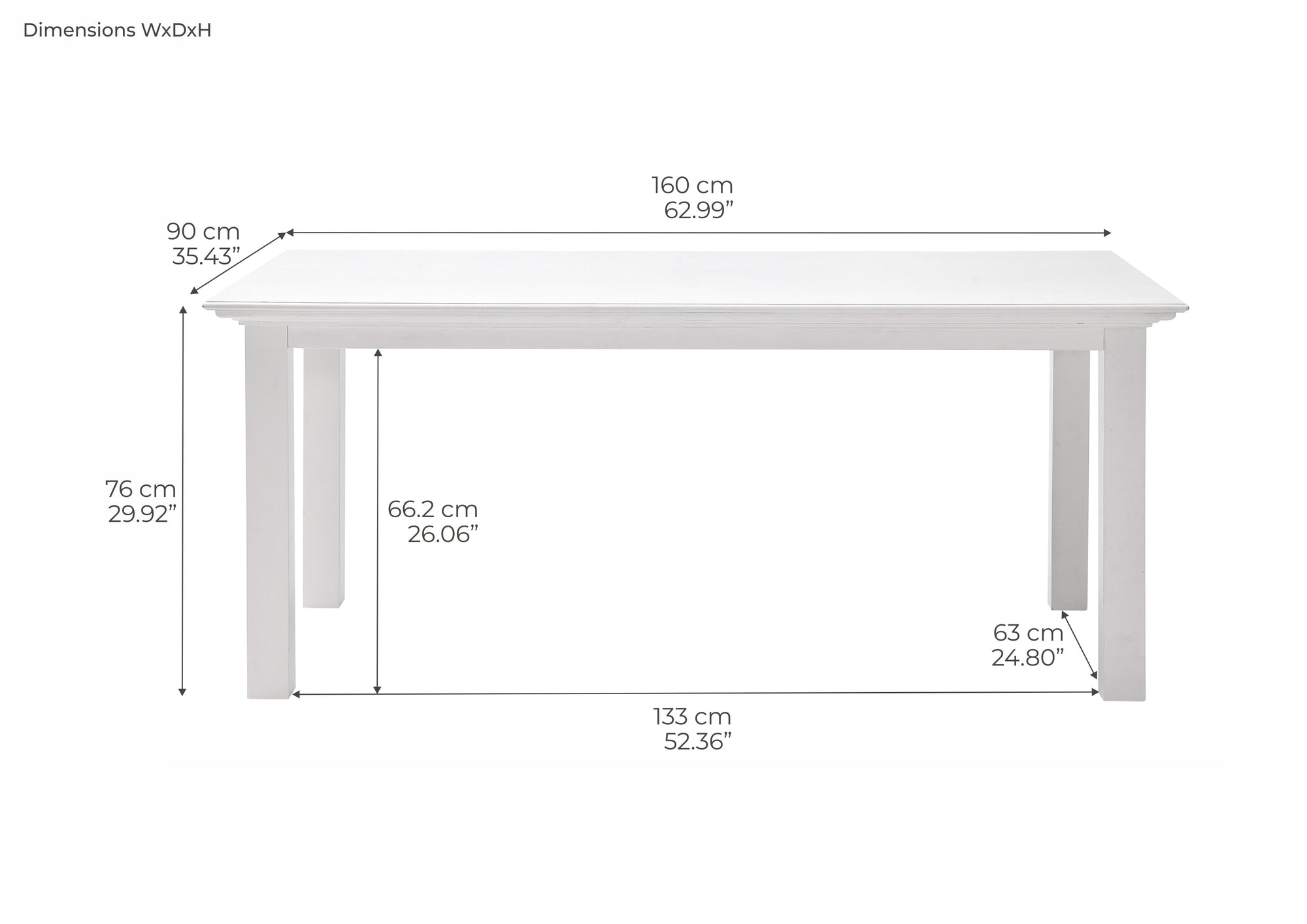 Halifax Dining Table 160cm - White