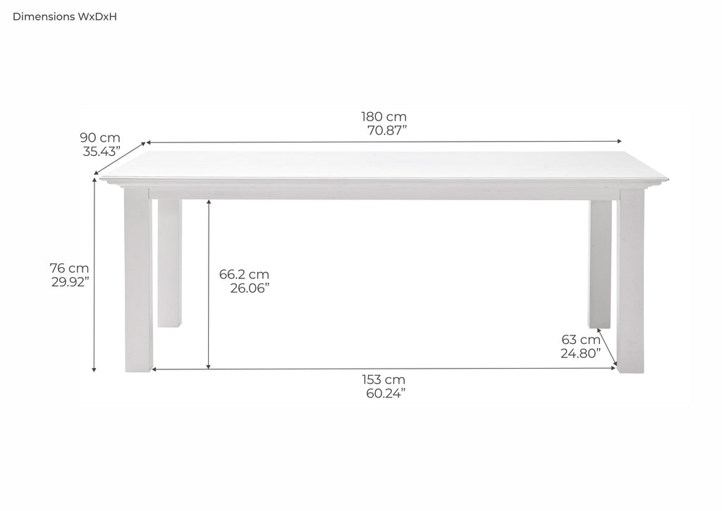 Halifax Dining Table 180cm - White