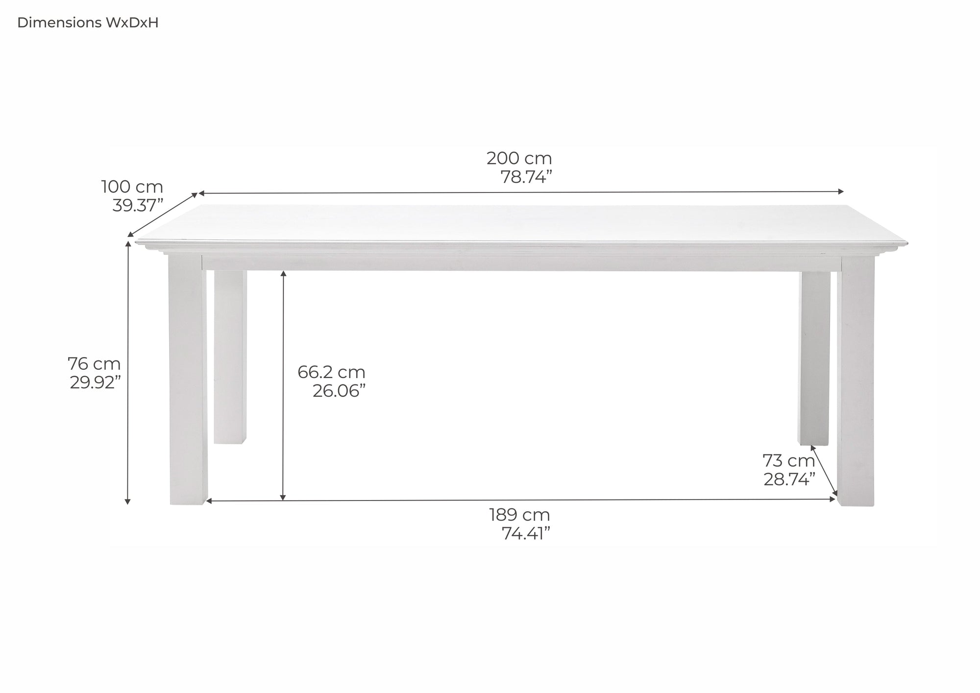 Halifax Dining Table 200cm - White