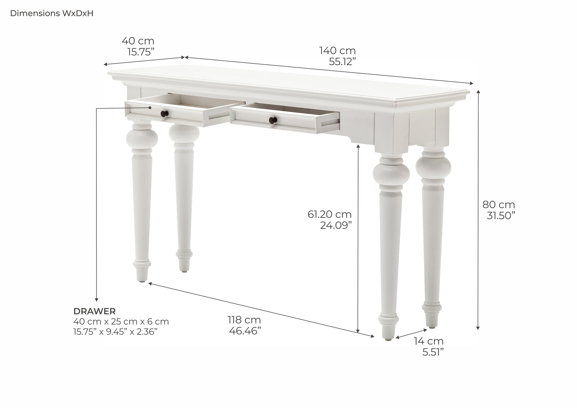 Provence Console Table - White