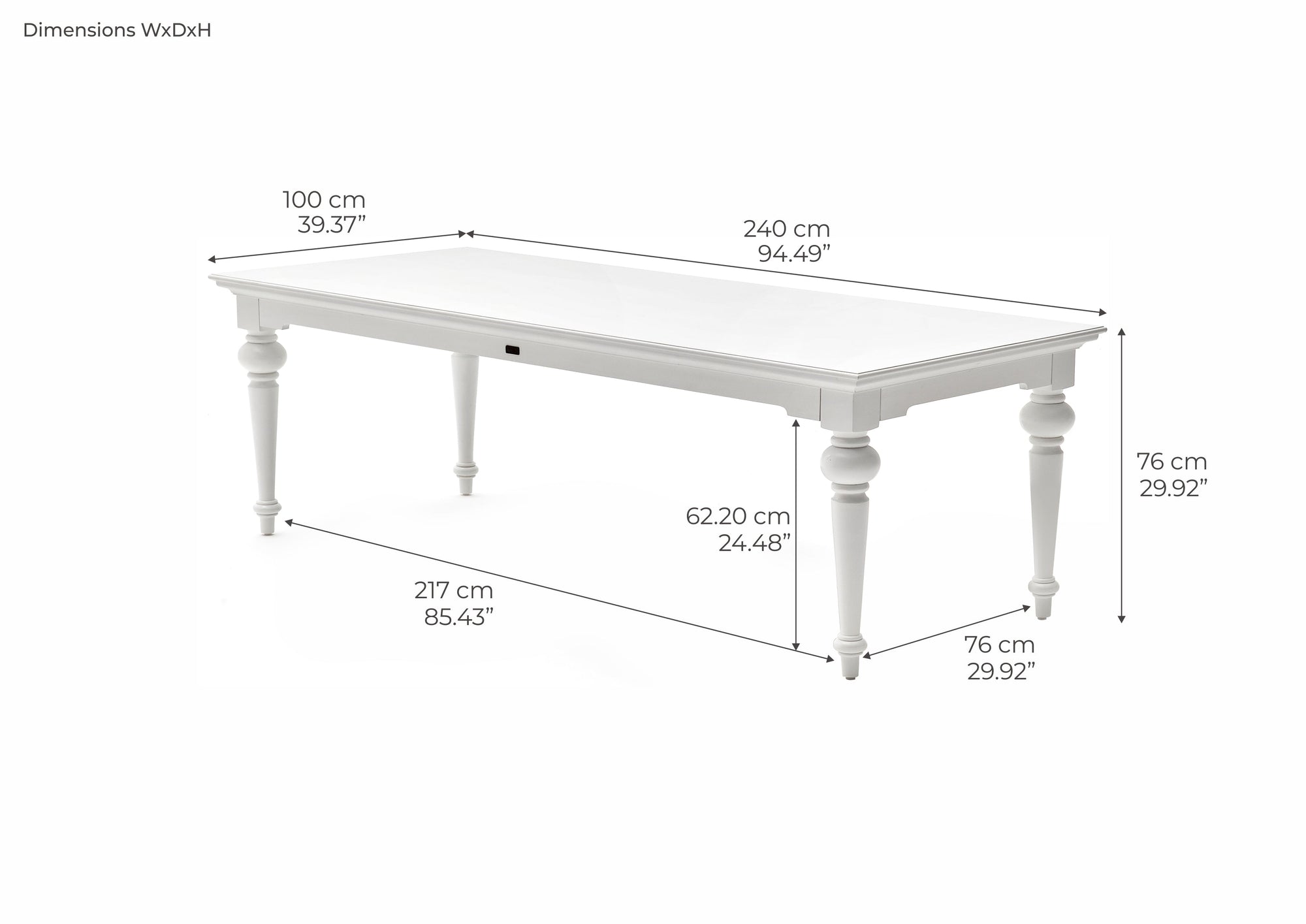 Provence Dining Table 240cm - White