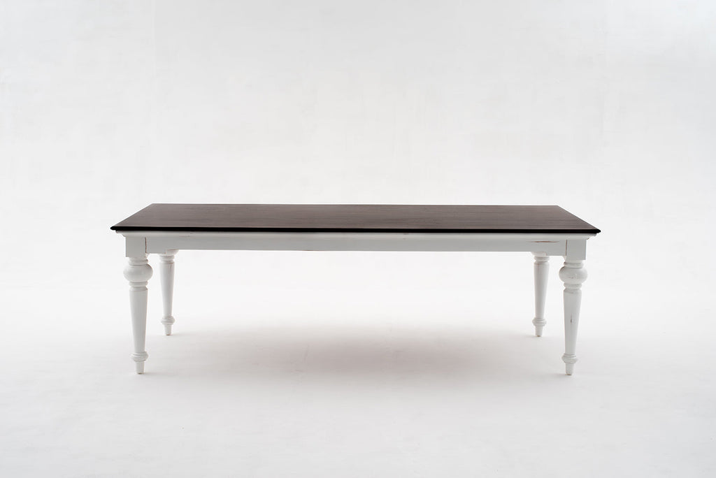 Provence Dining Table 240cm - White With Dark Brown Top