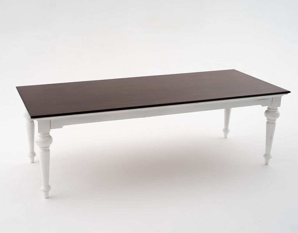 Provence Dining Table 240cm - White With Dark Brown Top