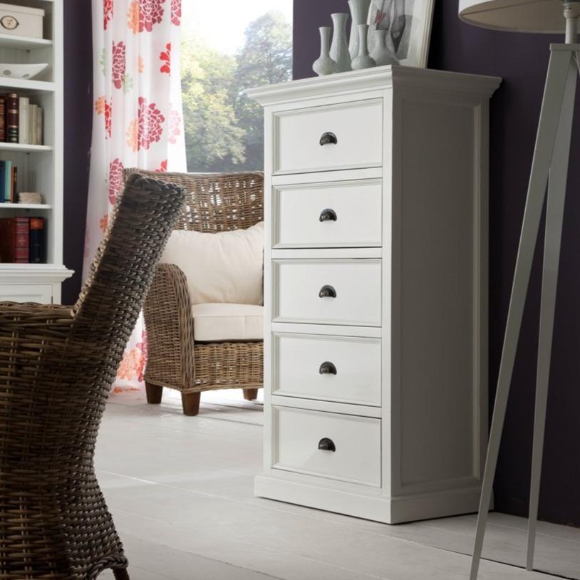 White Wooden Storage with Drawers | Mahogany Wood | Fully Assembled | Farmhouse Style