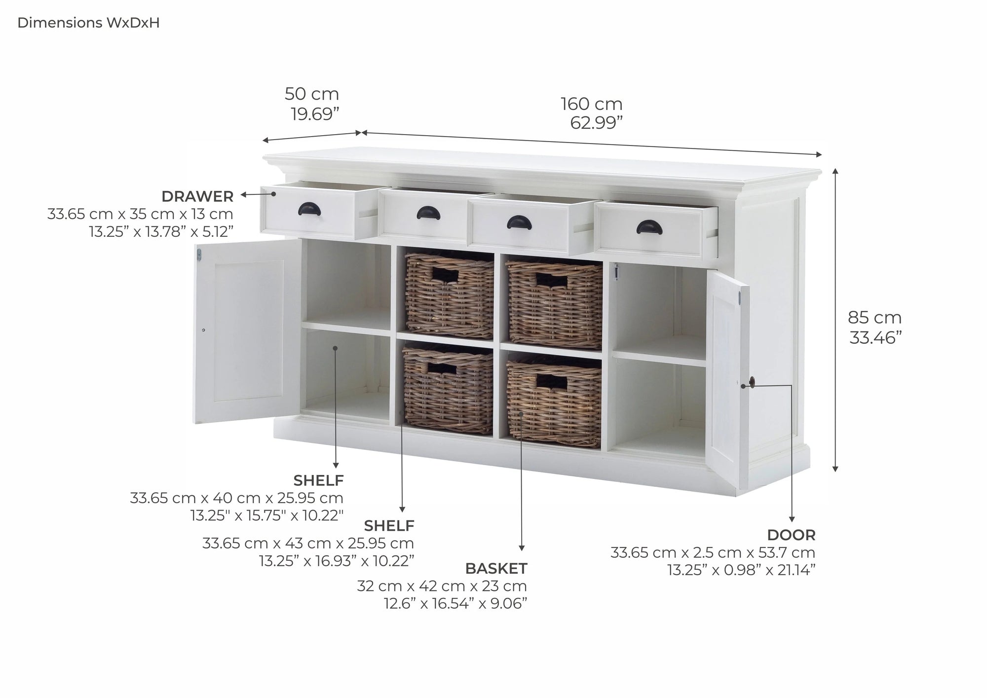 Halifax Large Buffet - White