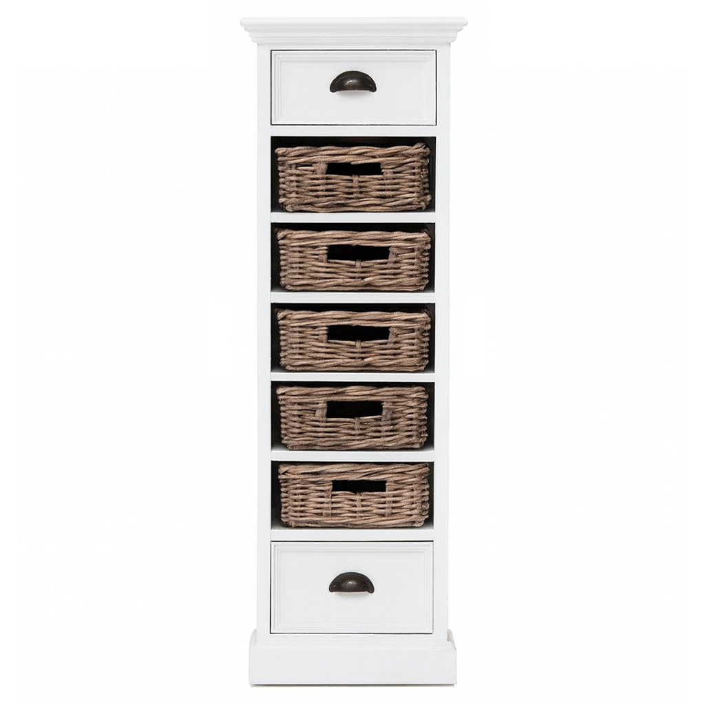 Halifax Storage Unit 5 Rattan Baskets- White